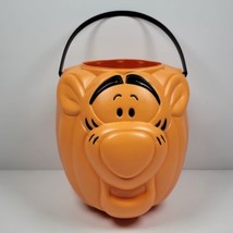 Vintage Disney TIGGER Pumpkin Pail Halloween Loot Candy Bucket Orange Bl... - $14.96