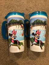 Set Vintage Disney Parks Whirley Insulated Thermal Mug 16 Oz Mickey Minnie Cups - £9.56 GBP