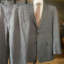 Hickey Freeman 44L 36 x 32 USA MADE 2PC 100% Wool Gray Micro Nailhead 2Btn Suit - £98.72 GBP