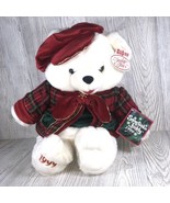 ONE Snowflake White Teddy Bear Plush Christmas 1999 Boy Plaid Cloak NWT - £15.48 GBP