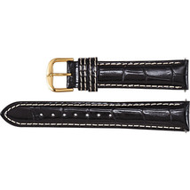 Men&#39;s 24mm Regular Black Leather Alligator Grain Heavy Padded Watch Strap Band  - $45.05