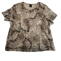 Vintage JTB Top Floral Womens Plus Sz 3X Lace Overlay  Brown Beige Distr... - £14.93 GBP