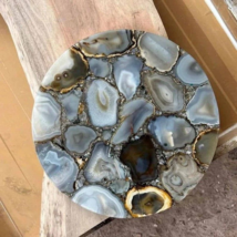 24&quot; Grey Agate Coffee Table Top Handmade Living Room Furniture Xmas Gifts Decor - £553.05 GBP