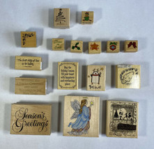 Lot of 16 Christmas Theme Rubber Mounted Stamps Holiday Various Manufactures - £24.18 GBP