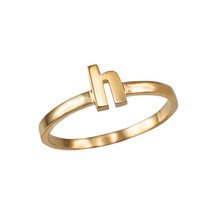 Yellow Gold Initial Letter H Stackable Ring - £70.95 GBP
