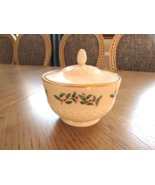 Lenox Bone China Covered Bowl Holiday Pattern USA 4&quot;H Holly &amp; Berry - $18.76