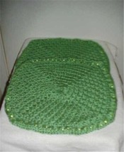 Hand Crochet Pillow Shams Set of 2 Green #PS100 NEW - $12.19