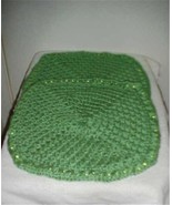 Hand Crochet Pillow Shams Set of 2 Green #PS100 NEW - £9.16 GBP