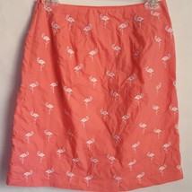 Talbots Petites Womens Skirt 4P Pink Flamingo Embroidered Cotton - £13.85 GBP