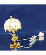 Miniature Dollhouse Table Lamp 1:12 Scale White Gold Ballerina Dome Shad... - $16.82