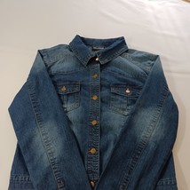 Nina Leonard RN#115070 Women's Cotton Blend Blue Denim Jacket Pockets Sz Medium image 9