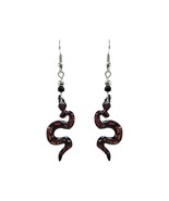 Snake Animal Graphic Dangle Earrings - Brown Serpent Reptile Handmade Je... - $332.74 MXN