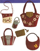 Washed Felted Wool Accessories Tote Clutch Cell Phone Purse Bag Sew Pattern - £10.95 GBP