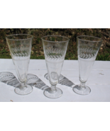 Vintage Pilsner Beer Tall 7.5&quot; Glass Etched Wheat Leaf And Lines Set Of ... - $25.99