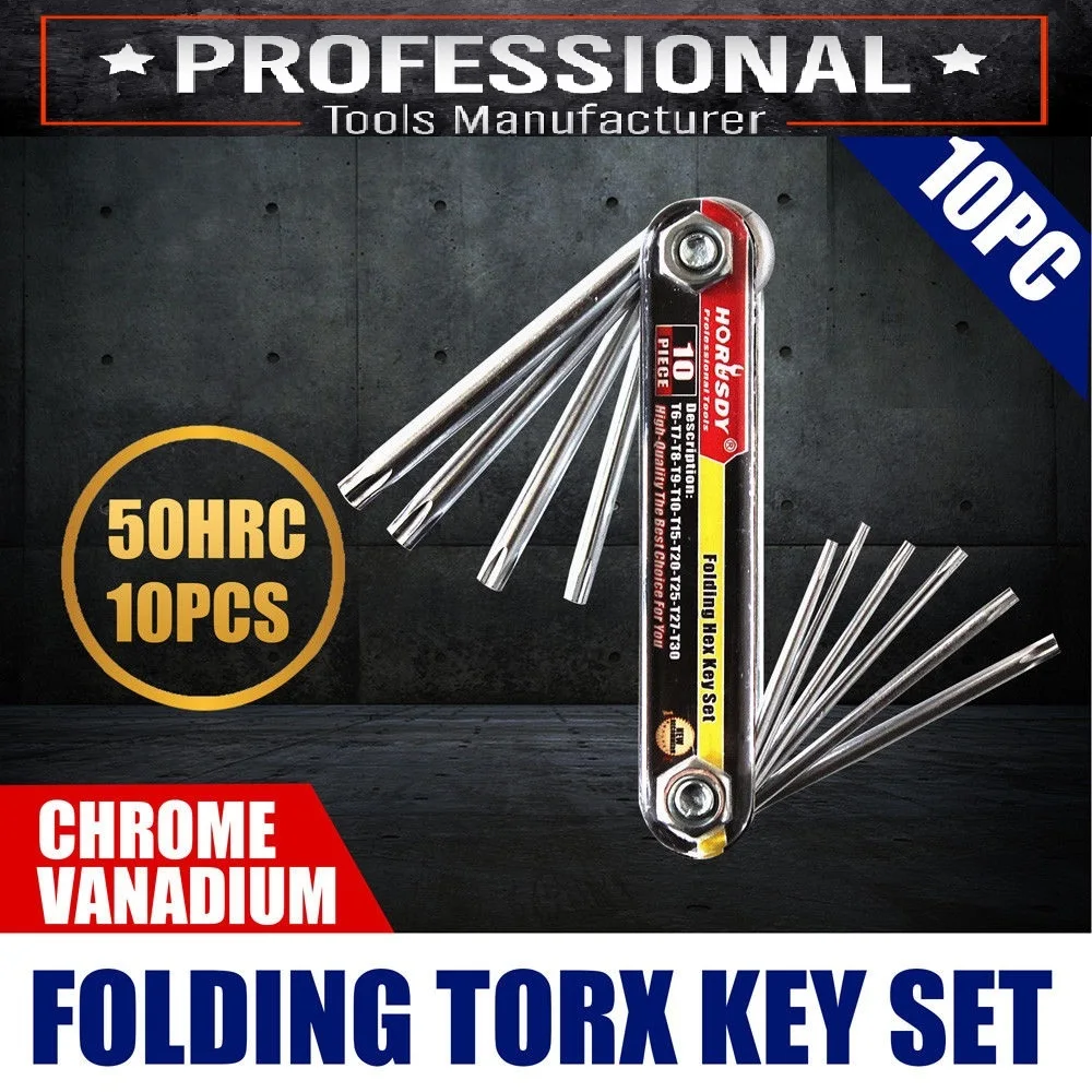 2021- 10 in1 Portable Folding Torx  Key Bit Screwdriver Wrench Set Tool Kit T6 T - £177.62 GBP