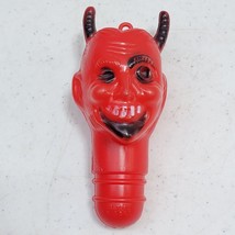 Vintage Halloween Red Devil Head Blow Mold Candy Tube Topper Hong Kong - £35.43 GBP