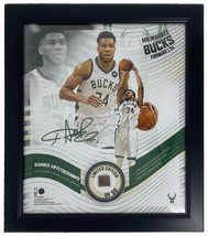 GIANNIS ANTETOKOUNMPO Bucks Framed 15&quot; x 17&quot; Game Used Basketball Collag... - £90.98 GBP