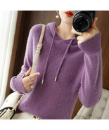 New Autumn Winter Women Sweater Cashmere Pullover Hooded Collar Casual K... - $41.99