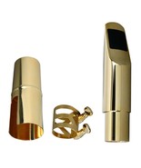 #8 Alto Saxophone Metal Mouthpiece 14k Gold Plated with Ligature and Cap... - $89.16 CAD