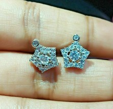 0.36Ct Round Diamond Cluster Star Stud Earrings Push Back 14K White Gold Finish - £120.68 GBP