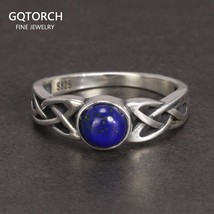 Real 925 Sterling Silver Daylight Ring Vampire Diaries with Natural Lapis Lazuli - £36.42 GBP