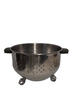 Vintage Farberware Collander Strainer Stainless Steel 7-1/2” W/ Black Handles - £13.18 GBP