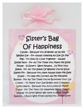 Sister&#39;s Bag of Happiness - Unique Sentimental Novelty Keepsake Gift &amp; Card - $8.25
