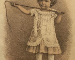 Young Girl Playing Victorian Trade Card Sepia VTC 6 - $6.92