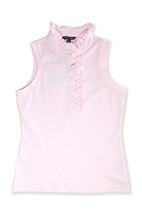 Brooks Brothers Womens Ruffle Collar Sleeveless Polo Shirt Pink, XLarge 8164-10 - £54.12 GBP