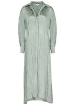 NWT Vince Shaped Collar Fitted Midi in Sea Stone Crinkled Lightweight Dress M - £71.64 GBP