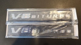 2X V8 BiTurbo Emblem Side Fender 3D Raised Letter Badge for AMG 2014-202... - $11.13