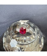 Sterling Silver Women&#39;s Ring w/ Red Stone  And Whites Size 8 - £10.10 GBP