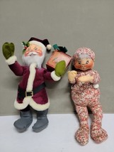 Annalea Mobilitee Dolls Santa &amp; Mrs Claus Christmas 1971 18” Vintage Retro - £39.15 GBP