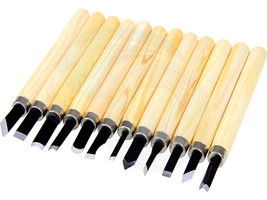 12pc Set Carbon Steel Cutting Wood Carving Tools Knife Chisel Woodwork - £6.68 GBP