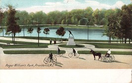 Providence Rhode Island~Cyclist Bicycle In Roger Williams PARK~1900s Postcard - £10.17 GBP