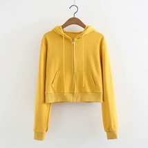 Women Super Soft Zip-Up Front Cropped Hoodie Drawstring Hooded Sweatshirt with S - £68.52 GBP