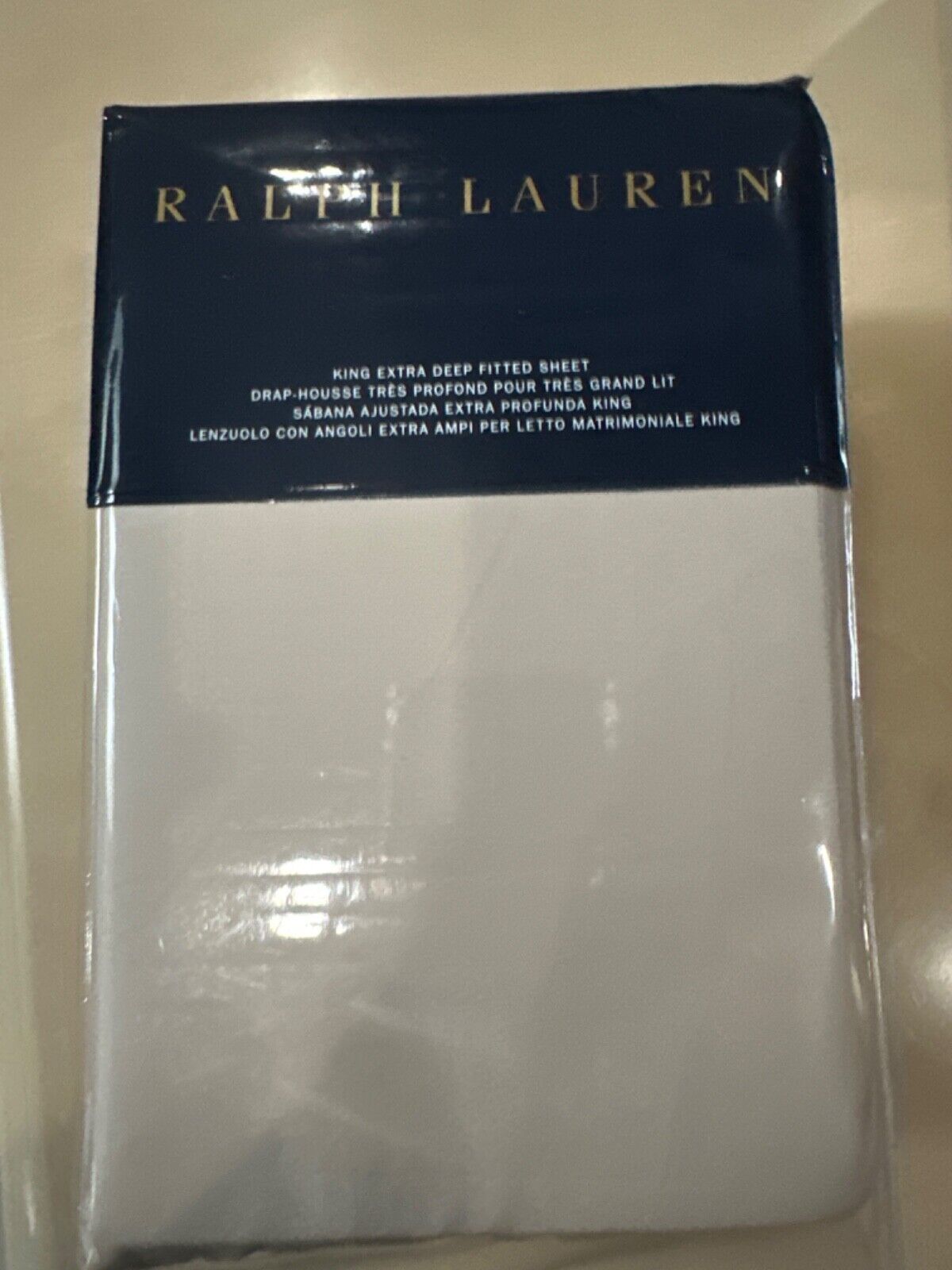 RALPH LAUREN 464 SOLID PERCALE 1pc EXTRA DEEP KG FITTED SHEET PALE FLANNEL NIP - $83.85