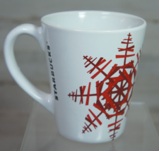 Starbucks 2012 Holiday Red Snowflake Coffee Cup Mug White 4.25&quot; - £3.95 GBP