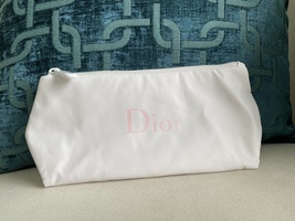 Dior Beauty White Airbag Cosmetic Bag Makeup Pouch Pink Lining New VIP Gift - $9.90