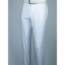 Men's MONO Turkey Slacks Wool Blend Plain Front Slim Fit 2534-10 White image 4