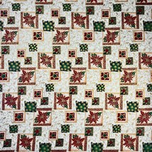 Poinsettia Patches Christmas Fabric David Textiles 100%Cotton 1/2 YARD x 44”wide - £4.68 GBP