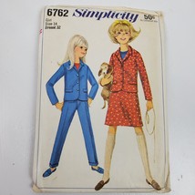 Vintage Simplicity 6762 Sewing Pattern Girls Skirt Jacket Slacks 14/32 - $11.30