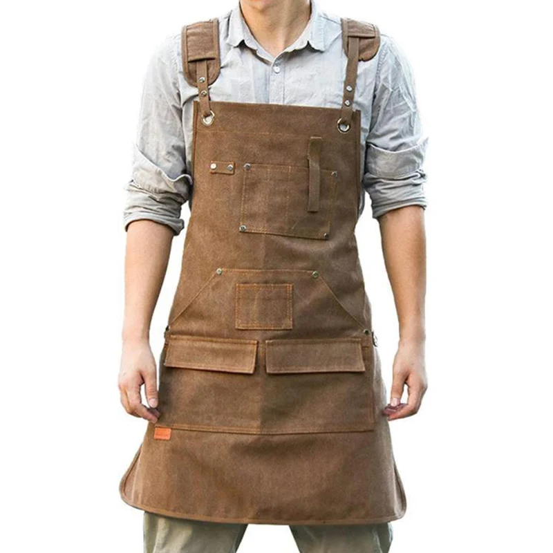 DEOUNY 2021 Hot Thickened Canvas Unisex BBQ Apron Durable Chef Coffee Shop Barbe - £131.75 GBP