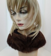 Vintage Brown Fur Collar Black Lining 2 Hook &amp; Eye Closures 19&quot; L X 5.5&quot; W - £31.40 GBP