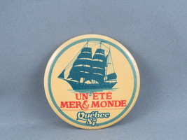 Vintage Tourist Pin - Quebec a Summer of Sea and the World - Celluloid Pin  - £11.79 GBP
