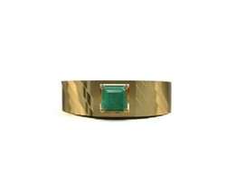 14K Oro Smeraldo Uomo Anello 5mm Quadrato 0.6 KT Appariscente - £497.43 GBP+