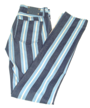 TORY BURCH blue Striped Skinny PANTS Sz 27 retro mod - £31.10 GBP