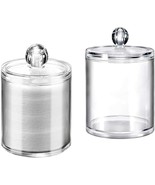 Set of 2 Clear Acrylic Apothecary Jars for Cotton Pads, Swabs, Floss, Ha... - $23.06 CAD