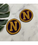 Vintage Letterman Jacket Felt Patch Set of 2 Letter N Purple Gold Yellow... - $29.69