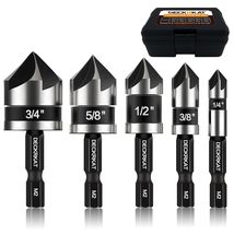 5 Pcs Countersink Drill Bit Set, Industrial Grade M2 High-Speed Steel, 82 - $24.99